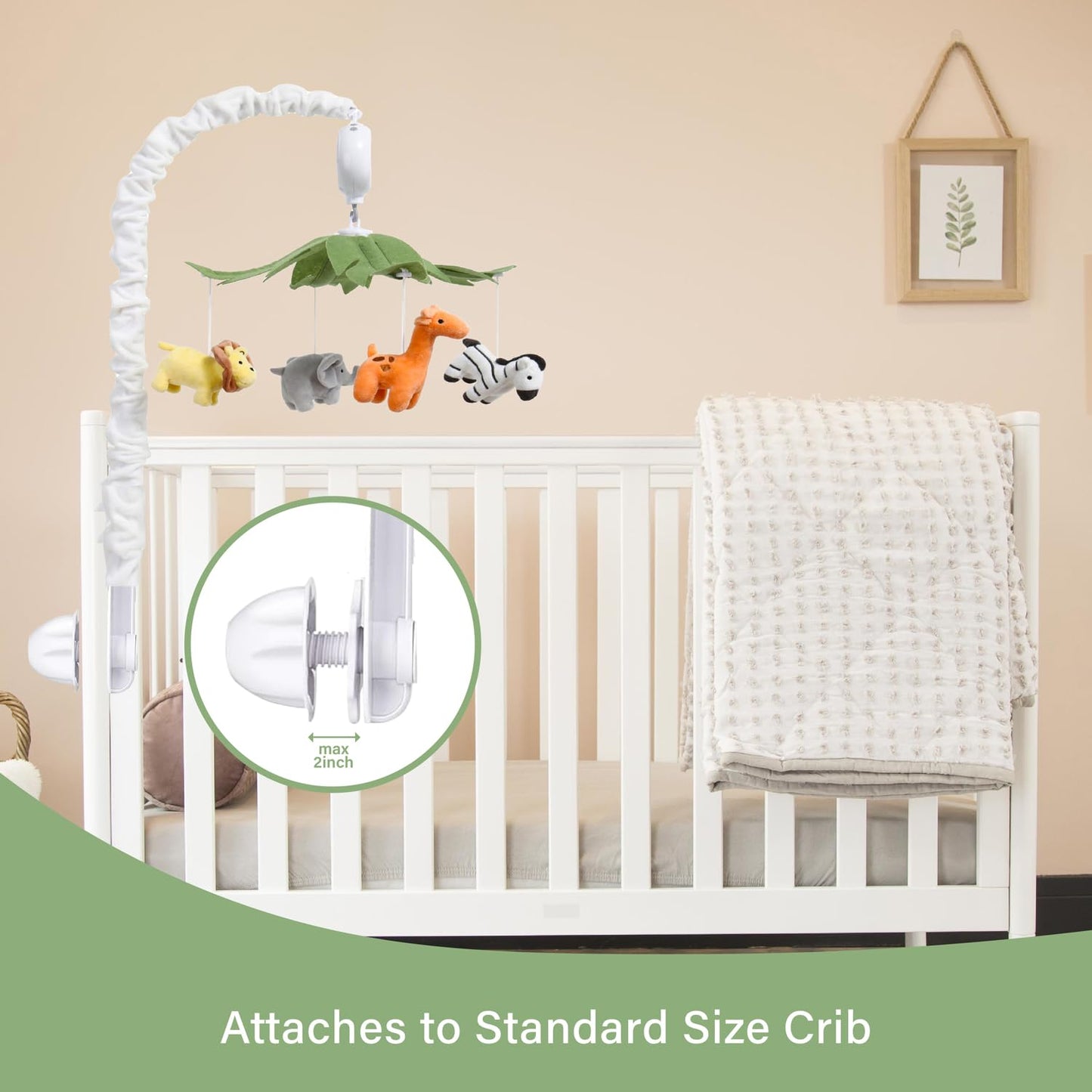 Crib Mobile, Baby Mobile with 12 Lullabies, Musical Baby Crib Mobile for Boys or Girls, Safari Animals Crib Toys Hanging, Safari Nursery Decor