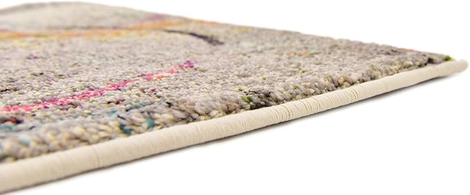 Unique Loom Chromatic Collection Modern Rustic & Vibrant Abstract Area Rug For Any Home Décor (2' 7 x 10' 0 Runner, Beige/ Blue)