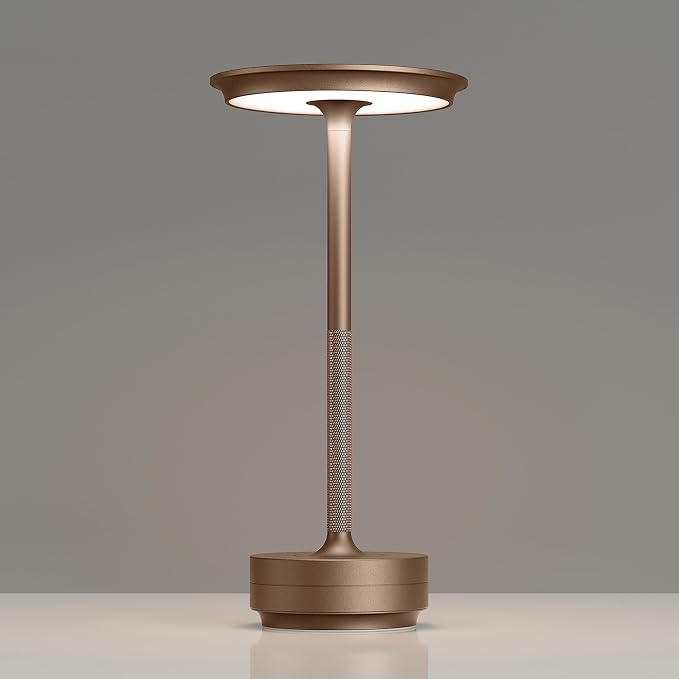 1 Pack Rechargeable Table Lamps Cordless, Portable 5000mAh Outdoor Table Light, 3 Color Stepless Dimming LED Table Lamp with Memory Function, for Home/Dinner/Patio/Restaurant.(Brown)