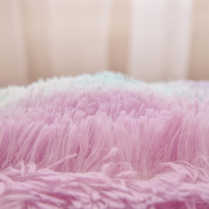 A Nice Night Faux Fur Reading Pillow Bed Wedge Large Adult Children Backrest with Arms Back Support for Sitting Up in Bed/Couch for Bedrest,BluePurple,More Large