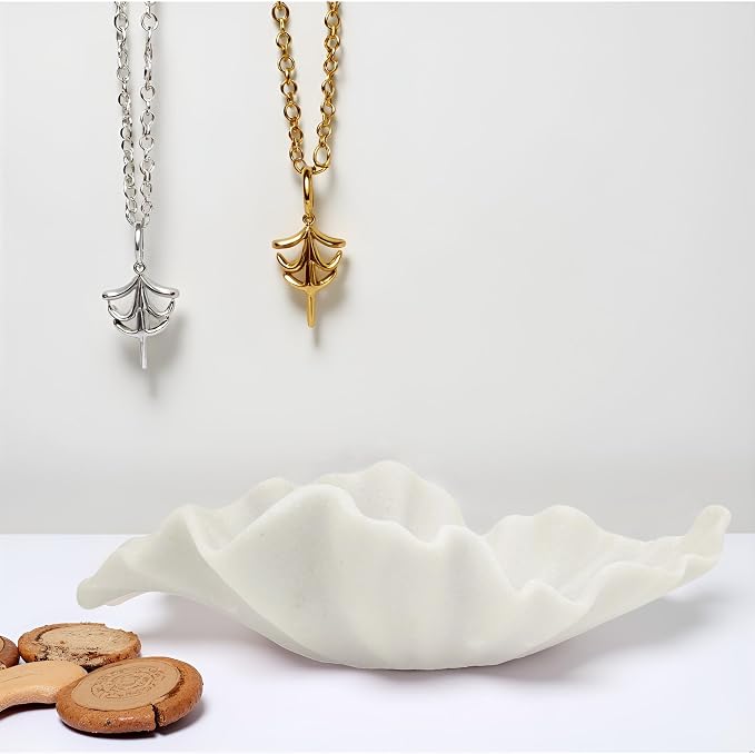 Off-white Smal Decorative Bowl - 9.8” Fruit/Key/Purse Bowl for Home Decor - Coffee Table & Entryway Table Decor - Scalloped Ruffle Bowls - Unique Centerpiece Bowls(Small)