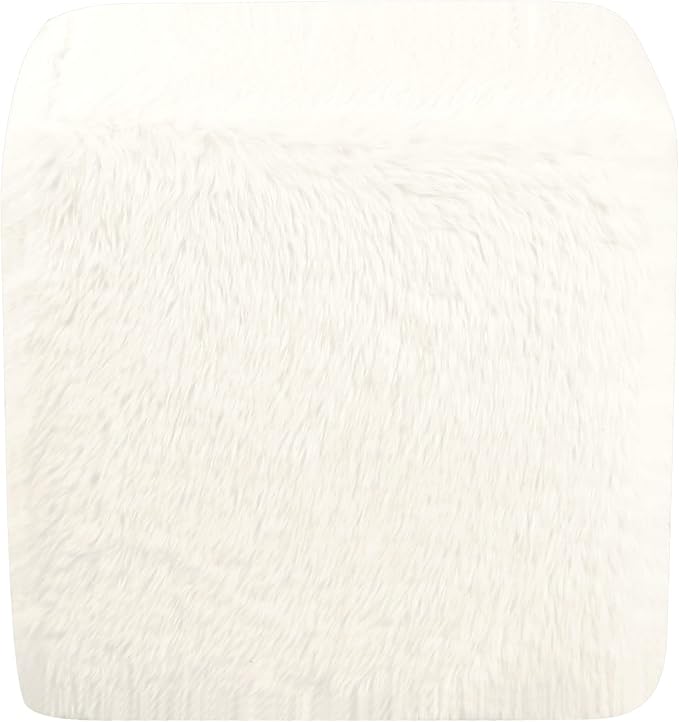 HomePop Cube Ottoman - White Faux Fur