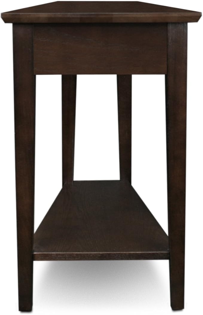 Leick Home Teegan End Table, Solid Wood, Wedge Shape, with Shelf, for Living Room and Small Spaces, Chocolate Oak, 10074-CH