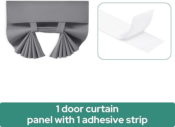 HOMEIDEAS 100% Dark Grey Linen Blackout French Door Curtains, Privacy Door Window Curtains, 30 X 68 Inch Room Darkening Blinds, Thermal Insulated Shades for Bedroom, 1 Panel