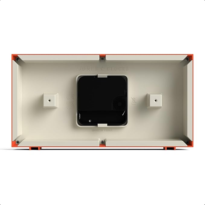 JONES CLOCKS® Odeon Desk Clock | Modern Rectangular Design | Orange | Stylish Retro Look for Shelf, Table, Mantel or Bedside