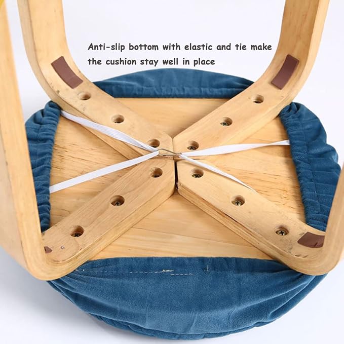 12" Round Seat Cushion Memory Foam Round Stool Cushion with Anti-Slip Bottom Soft Padded Round Chair Covers Pad for Home Kitchen Bar Blue