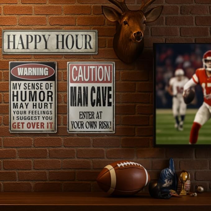 Vintage Man Cave Decor Signs – MY SENSE OF HUMOR | 12x8″ Funny Metal Sign for Man Cave, Garage, or Workshop Wall Decor – Man Cave Accessories & Gifts for Men, 2358