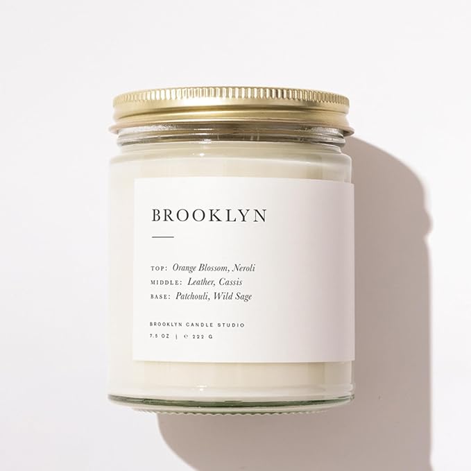 Brooklyn Candle Studio Brooklyn Jar Candle - Luxury Scented Candle, Vegan Soy Wax, Hand Poured in The USA, 50 Hour Slow Burn Time - 7.5oz