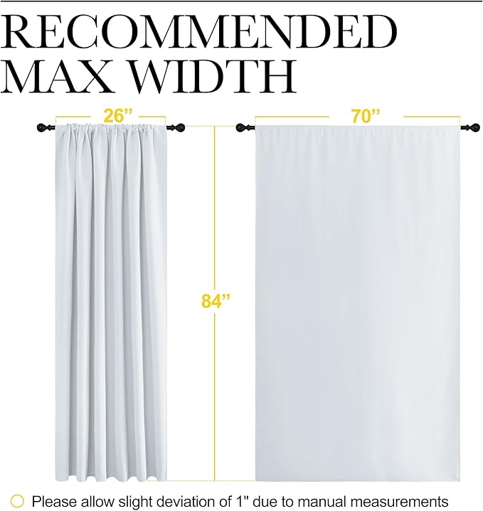 NICETOWN Bedroom Window Curtain Panels - Window Treatment Thermal Insulated Rod Pocket Room Darkening Curtains/Drapes for Patio Door (Greyish White, 2 Panels, 70 in x 84 in (W x L))