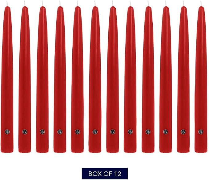 Colonial Candle Unscented Taper Candle, Handipt Collection, Red, 6 in, Pack of 12 - Up to 4 Hours Burn