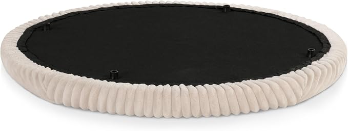 Furniture of America Lennox Modern Chenille 29-inch Round Storage Ottoman with Flip Top, Upholstered Footstool, Circle Coffee Table for Living Room, Bedroom, Entryway, Beige Pink