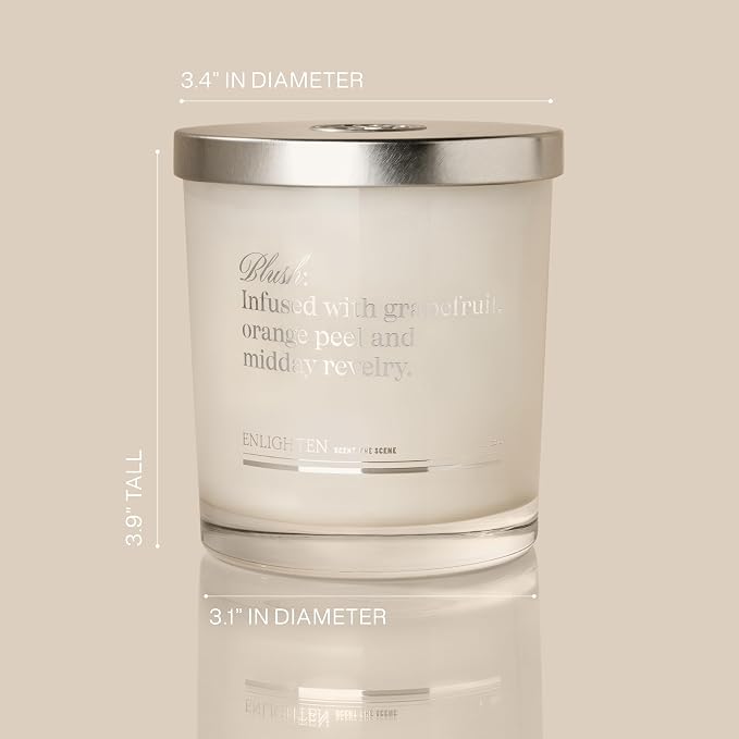 Enlighten Blush Candle | Luxurious Orange Peel, Tangerine & Grapefruit Scent | Double Scent Load for Enhanced Aroma | Eco-Friendly, Hand-Poured Soy Wax | 12oz Glass Tumbler | Made in USA