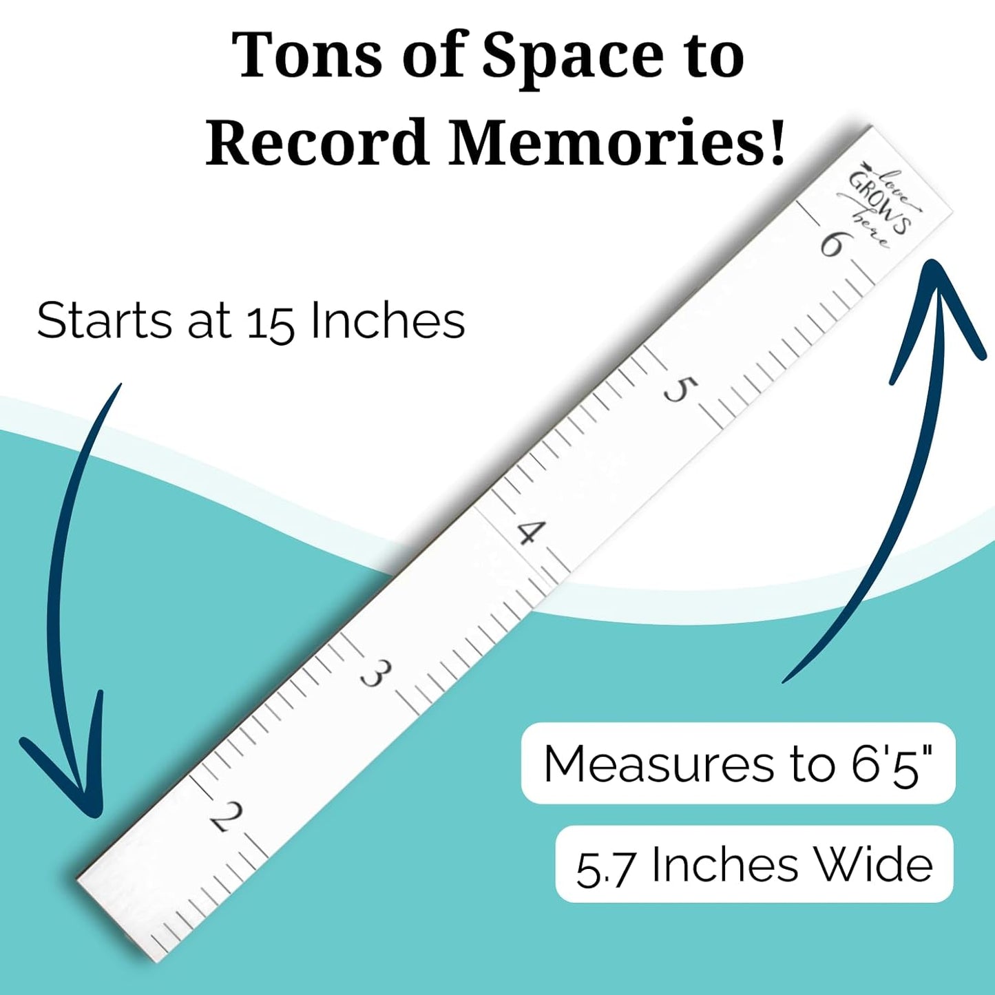 Wooden Ruler Growth Chart for Kids, Boys and Girls - Height Chart & Height Measurement for Wall - Kids Nursery Wall Decor and Room Hanging Wall Decor - Love Grows Here - White