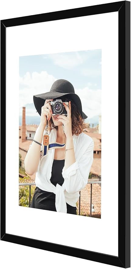 Picrit 11x17 Picture Frame Set of 12, Display 8x12 with Mat or 11x17 without Mat, Photo Frames for Wall Mounting Display, BLACK