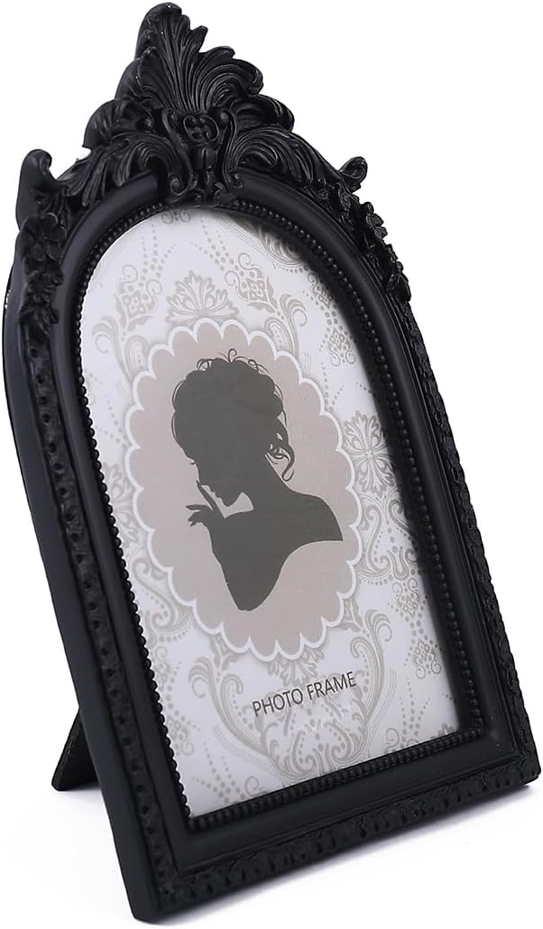 SIKOO Vintage Picture Frame 4x6 Black Gothic Picture Frame Wall Mount or Tabletop Display Antique Wall Decor Gallery Ornate Gothic Home Decor