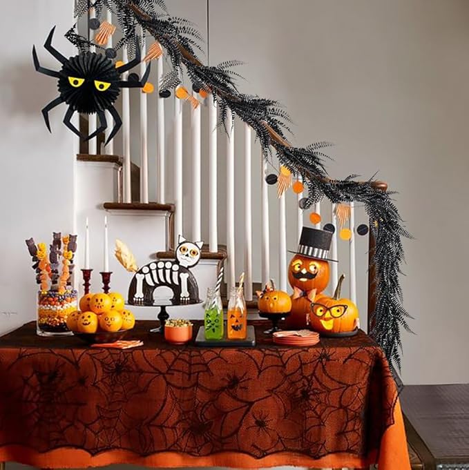 RECUTMS 2pcs Black Garland Artificial Hanging Plants 6 FT Boston Black Faux Ferns Garland Halloween Thanksgiving Party Outdoor Indoor Decor for Home