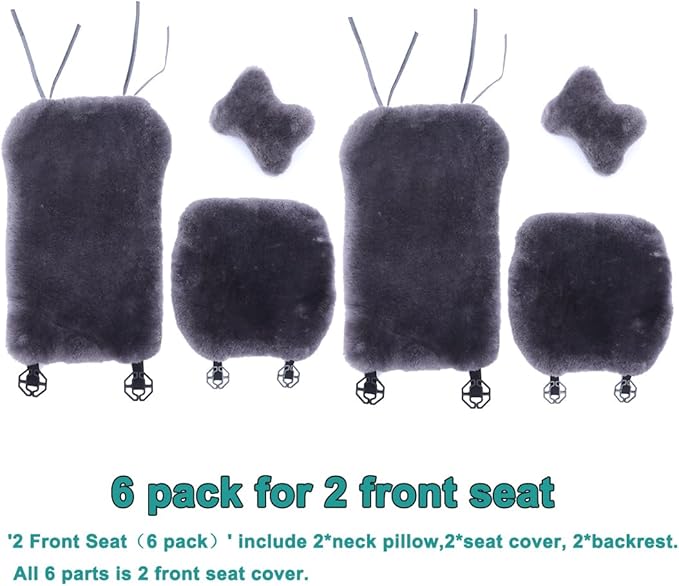 OGLAND 2 Pack Fur Fuzzy Sheepskin Car Seat Covers for Universal Auto Plush Seat Cushion Accessories Automobiles (Honey Beige)