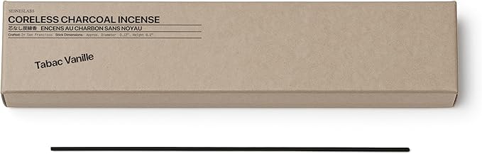 sesneslabs Tabac Vanille Coreless Pure Incense Sticks, Artisan-Crafted Niche Scent, Exclusive Low-Smoke Bamboo Charcoal Formula, Clean-Burning, 1-Hour Burn Time, 20 Sticks
