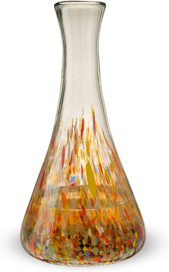 Segunda Vida Artistico Hand Blown Wine Decanter, Recycled Glass Carafe for Red and White Wine, Thick Base Pitcher, Colorful Mexican Glassware for Wedding Gifts, Home Bar Accessories, 50 oz, Set of 1