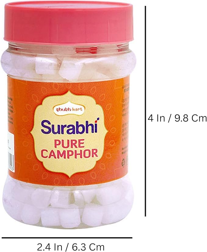 Shubhkart Surabhi 100% Pure Camphor Crystals or Aromatherapy, Incense, Odor Eliminator, Puja (Surabhi Camphor, 100 g)