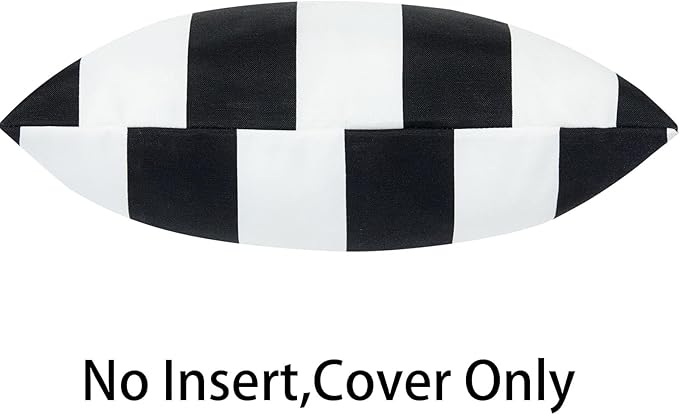 FUNHOME Waterproof Outdoor Throw Pillow Covers Set of 2,Home Decor for Garden Patio Furniture,Couch,Sofa 18 x18 Inch Decorative Pillows Cover Only,NO Insert(Black White)