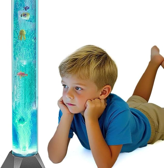 Sensory Bubble Tube Lamp with Floating Bubbles - Calming LED Water Light for Autism, ADHD, Anxiety Relief - Relaxing Night Light for Kids & Adults - Bedroom, Nursery, Living Room Mood Lighting Décor