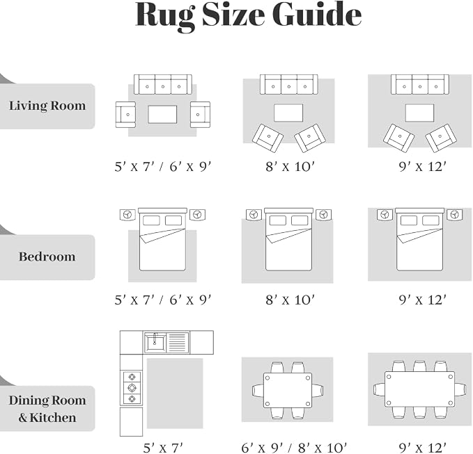 Homemate Washable Rug 10x12 Area Rugs - Vintage Faux Wool Rugs for Living Room Bedroom Dining Room - Non Slip Foldable Carpet Indoor Area Rug for Home Decor（10'x12', Black