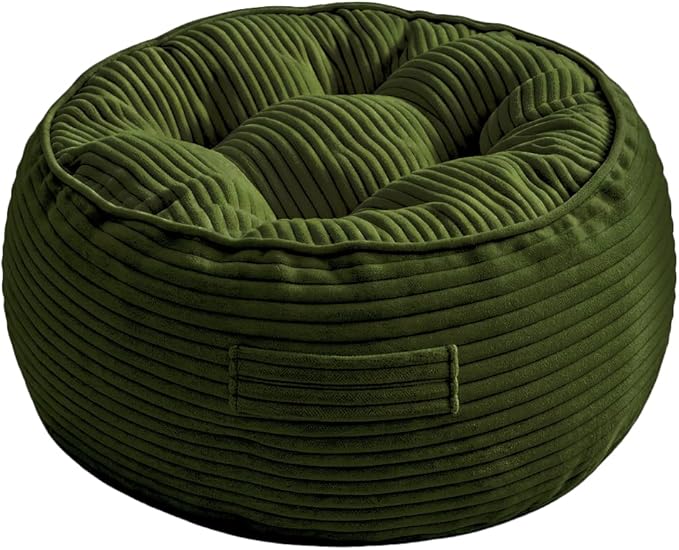 11" Washable Round Floor Pillow for Adults Thick Meditation Cushion for Sitting Large Yoga Pillows on Floor Ottoman to Elevate Leg for Tatami Living Room,22x22 Inch, Green