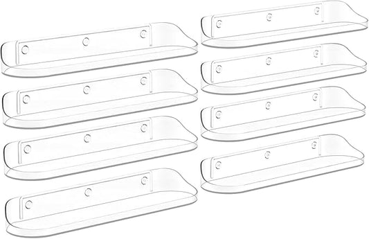 SpaceWhisper Floating Shelves for Wall, 8-Pack 15" Wall Shelves for Bathroom, Bedroom, Kitchen, Living Room, Display Hanging Shelf Organizer for Book, Picture Ledge, Figure Storage, Room Decor (Clear)