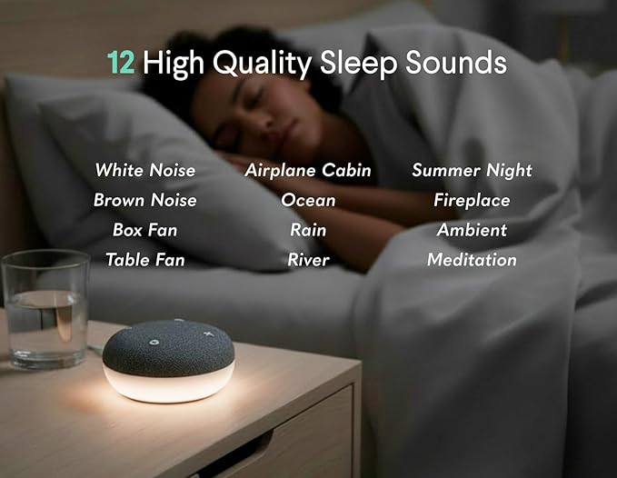 SNOOZ Go 2 Travel White Noise Sound Machine - 12 Sounds, Rechargeable Bluetooth Speaker, Nightlight - Portable Sound Machine for Hotels, Sleep, Adults, Baby Registry, Kids, White Noise for Sleeping