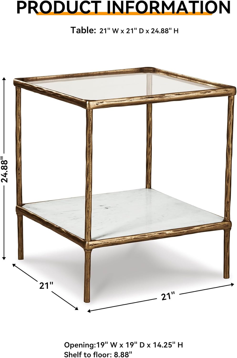 Signature Design by Ashley Ryandale Contemporary Accent Table, Antique Brass Finish