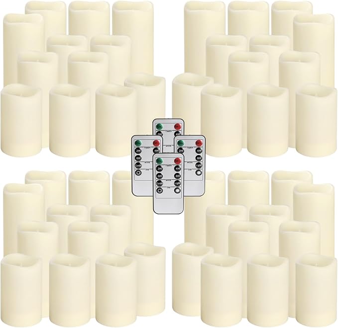 fclayvts 48-Pack LED Flameless Candles with Remote Control - Perfect for Home, Parties, and Special Occasions - Create a Magical Ambiance Effortlessly(Three Sizes)