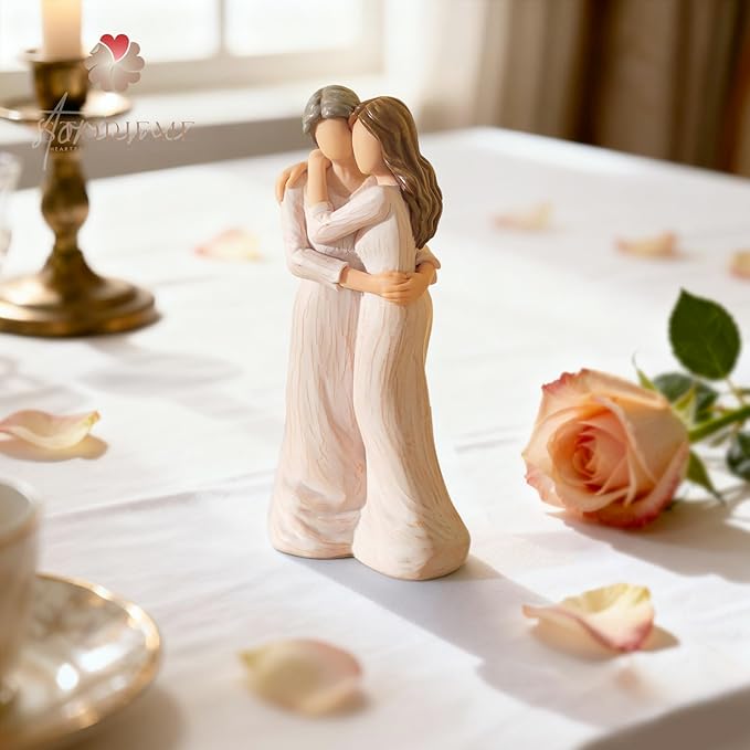 Storieme Sentimental Gifts for Mom from Daughter: Mother Daughter Hugging Resin Figurines Sculpture - Mom's Gift for Birthday Mother's Day Christmas Home Decor