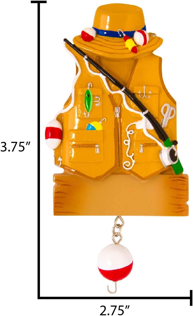 Elves Personalized 2024 Fishing Vest Fisherman Ornament for Christmas Tree - Merry Fishmas Fishing Decor