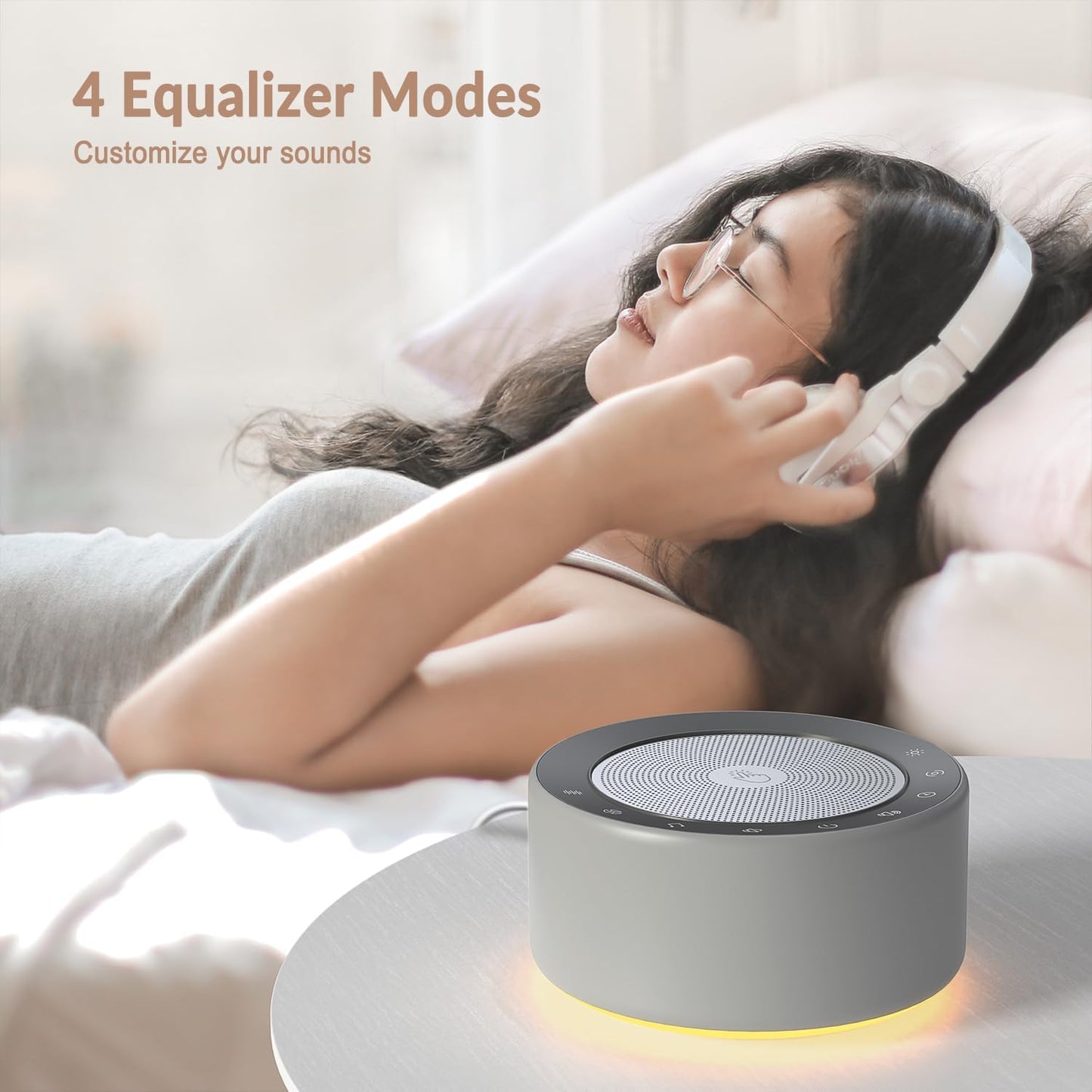 Nursery Lamp with Sound Machine, Mood Lighting, 7 Colors Night Light, 30 Soothing Sounds, White Noises for Baby, Adults. Timer, Plug in, Memory Function, Touch Control