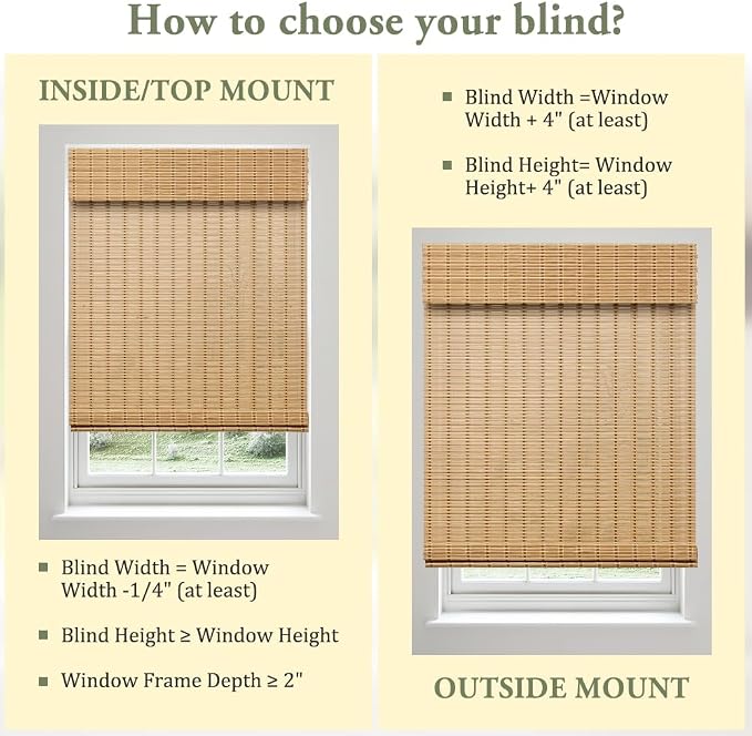 Kokorona Cordless Bamboo Roman Shades with Valance, Light Filtering Bamboo Blinds for Interior Windows, Natural Roll Up Bamboo Shades for Home, Office, Easy Installation, 33" W x 64" H, Natural