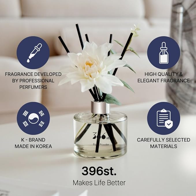 396 st. Dahlia Flower Reed Diffuser, Black Cherry, 200ml(6.7oz) / Reed Diffuser Sets, Home Fragrance, Scented Oils, Home & Bathroom Décor