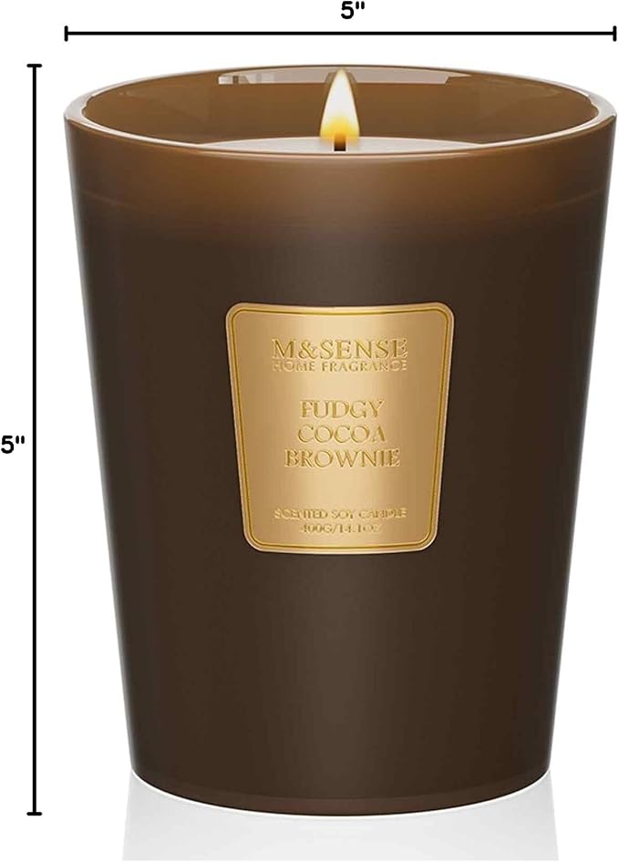 M&SENSE Fudgy Cocoa Brownie Soy Candle, 14.1oz, Sweet Home Fragrance | 60H Long Burn, Non-Toxic, Cozy Stress Relief Relaxation Celebration Home Fragrance Housewarming Gift