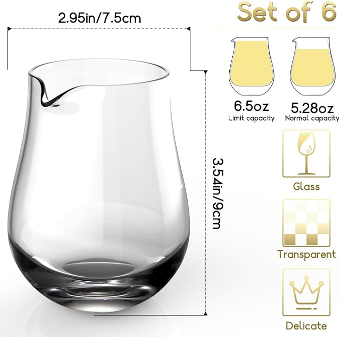 NUTRIUPS Mini Wine Carafe Set - Individual Serving Glass Decanters for Single Servings (Set of 6, 6.5oz)