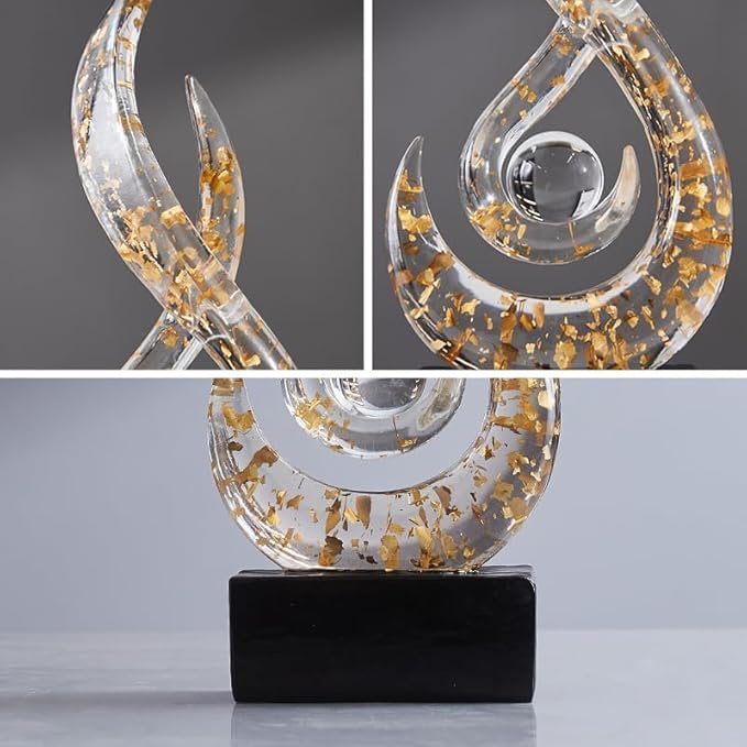 Modern Abstract Art Table Decoration,Resin Flame Statue Modern Gold Centerpiece Ornaments for Living Room Great Gift Idea Home Decor,Collectibles