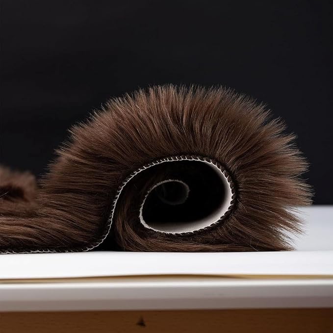 Faux Fur Sheepskin Runner Rug Coffee 2x6 ft Ultra Soft Shaggy Plush Fluffy Fuzzy Area Carpet Decorative Chair Cover Floor Mat for Bedroom Sofa Living Room Bedside