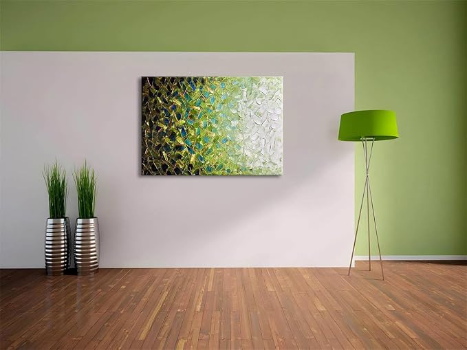 zoinart Textured Green Oil Painting on Canvas, Abstract Paintings Green Wall Art, Modern Wall Painting for Living Room Decor