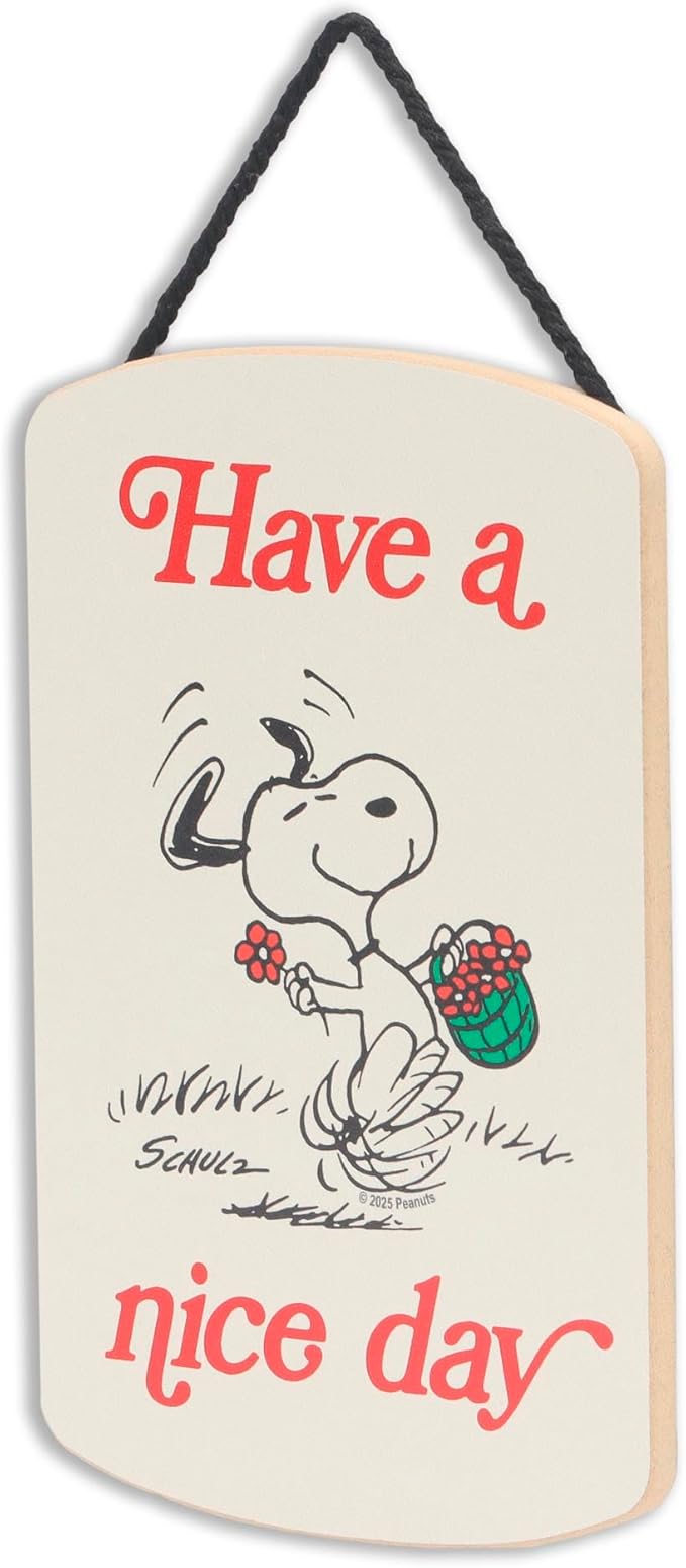 Peanuts Snoopy Have A Nice Day Hanging Wood Wall Decor - Fun Snoopy Sign for Home - Great Gift Idea