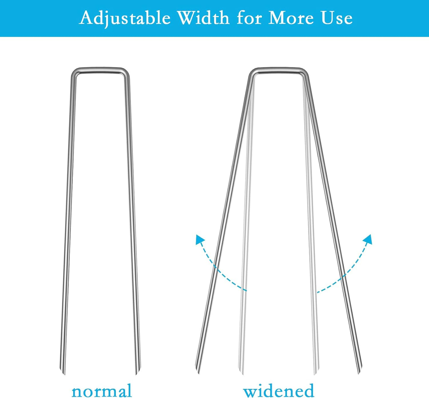 RAOOKIF 12 Inch Galvanized Garden Landscape Staples, 20/50/100/200Pcs Garden Metal Stakes, 11 Gauge Heavy Duty Ground Stakes for Decoration, Fence, Lawn, Fabric Pins