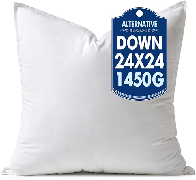 MIULEE 24x24 Synthetic Down Alternative Pillow Insert Euro Decorative Throw Pillow 24 x 24 Inch Body Bed Sleeping Ultra Soft Fluffy Form for Sofa Couch Bed