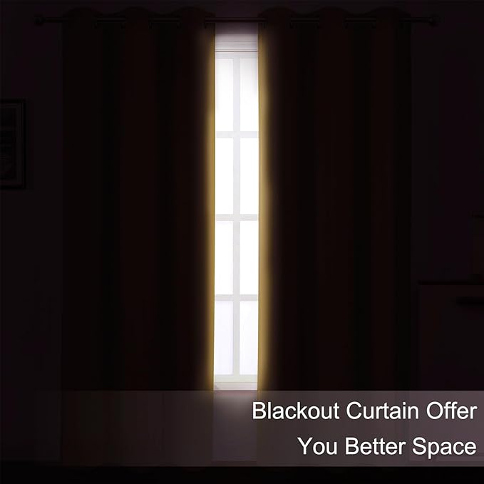 LEMOMO Blackout Curtains 52 x 84 inches Long Mustard Yellow Curtains Set of 2 Panels Thermal Insulated Room Darkening Curtains for Bedroom