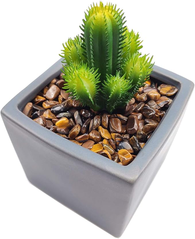 WAYBER Decorative Rocks, 2 Lbs/920g (Fill 1.8 Cups) Tiger's Eye Stones Irregular Gem Pebbles Quartz Gravel for Aquarium Turtle Tank Decoration/Succulent Plants Ornament/Flowerpot Vase Landscape