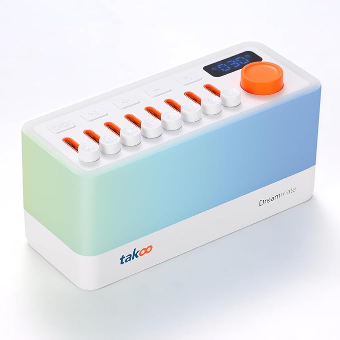 TAKOO 3-in-1 Sleep Sound Machine/Portable Bluetooth Speaker/12 Colors Night Light, Mixable 8 Nature Sounds & White Noise Machine, Sleep Timer for Sleep Aid