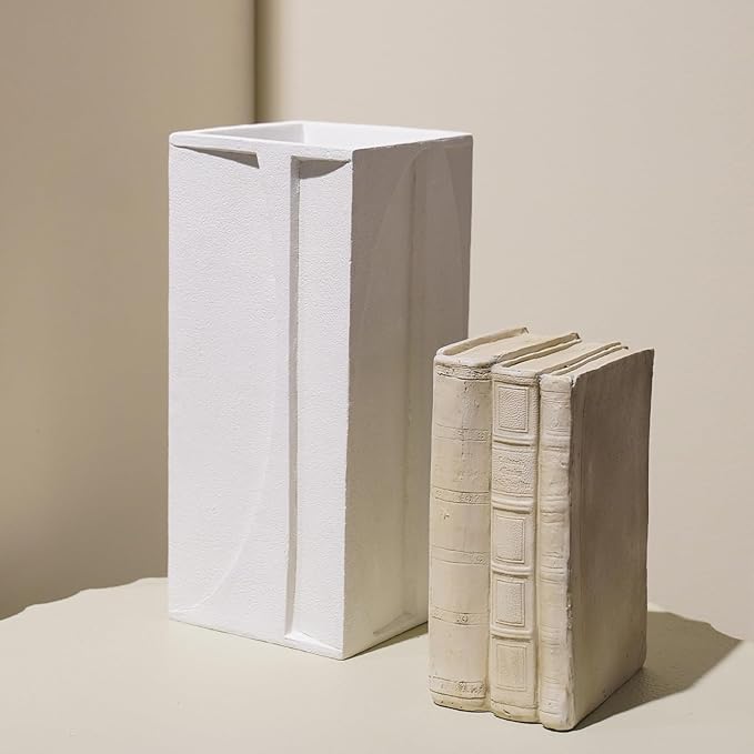 Guichifun Faux Books Living Room Decor - Resin Cute Cream Farmhouse Decor Fake Modern Fashion Decorative Books Set for Office Mantle Shelves Coffee Table Decor 4.2 * 2.7 * 6.2 Inch