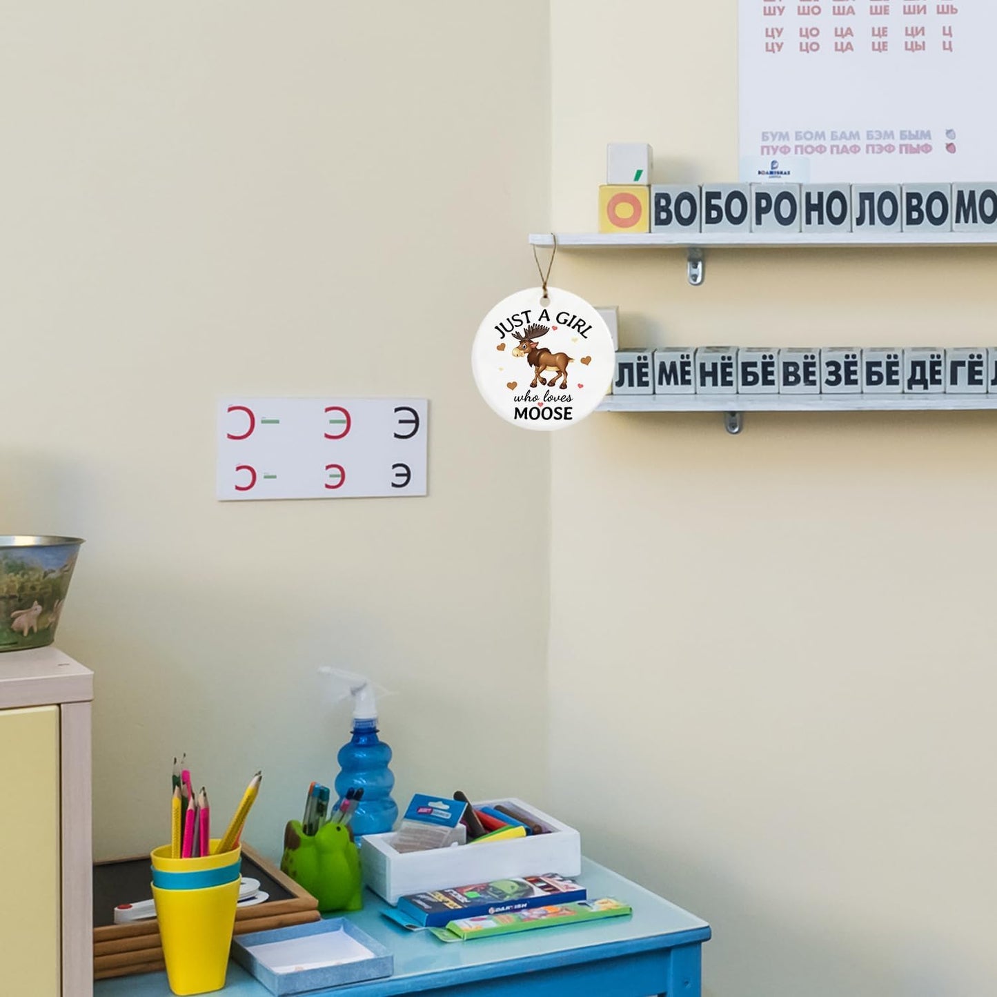 Christmas Moose Ornaments, Christmas Moose Gifts for Women, Moose Gifts for Moose Lovers, Just a Girl Who Loves Moose Ceramic Christmas Xmas Ornament Keepsake Decorations